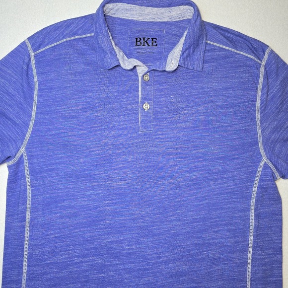BKE Other - BKE Men's Blue Marled Slub Polo Shirt L Contrast Stitch Casual Preppy Golf